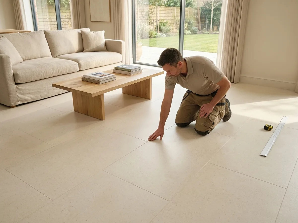 A Matnificent installer fitting a floor